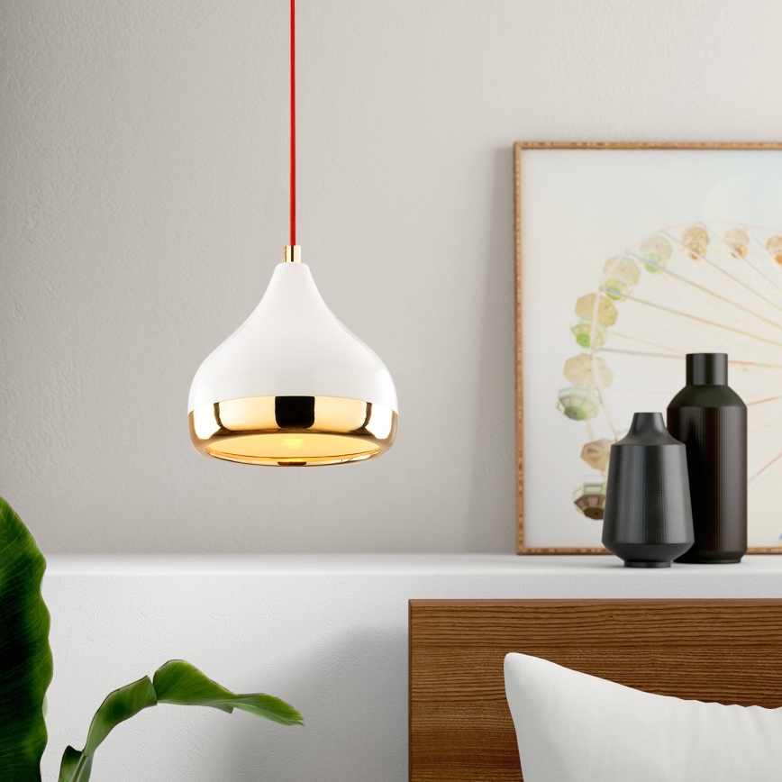 Chandelier on a string YILDO 1xE27/40W/230V white/gold/red