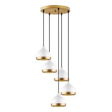 Chandelier on a string YILDO 5xE27/40W/230V white/gold