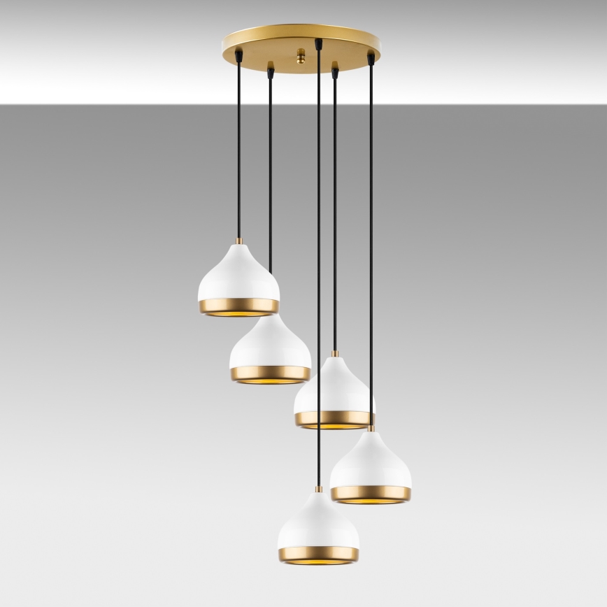 Chandelier on a string YILDO 5xE27/40W/230V white/gold