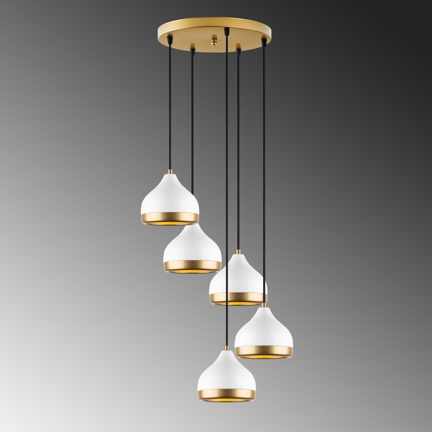 Chandelier on a string YILDO 5xE27/40W/230V white/gold