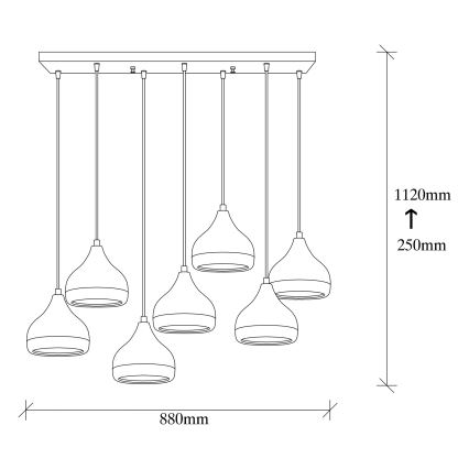Chandelier on a string YILDO 7xE27/40W/230V
