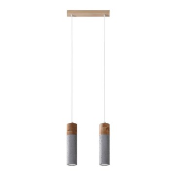 Chandelier on a string ZANE 2xGU10/40W/230V concrete/Birch/beech