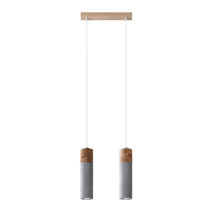 Chandelier on a string ZANE 2xGU10/40W/230V concrete/Birch/beech