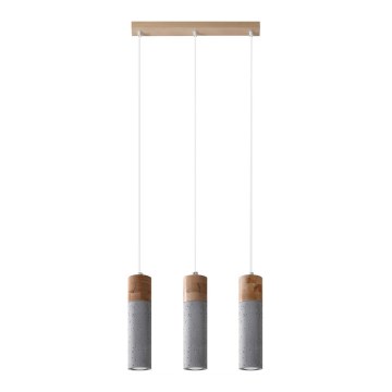 Chandelier on a string ZANE 3xGU10/40W/230V concrete/Birch/beech