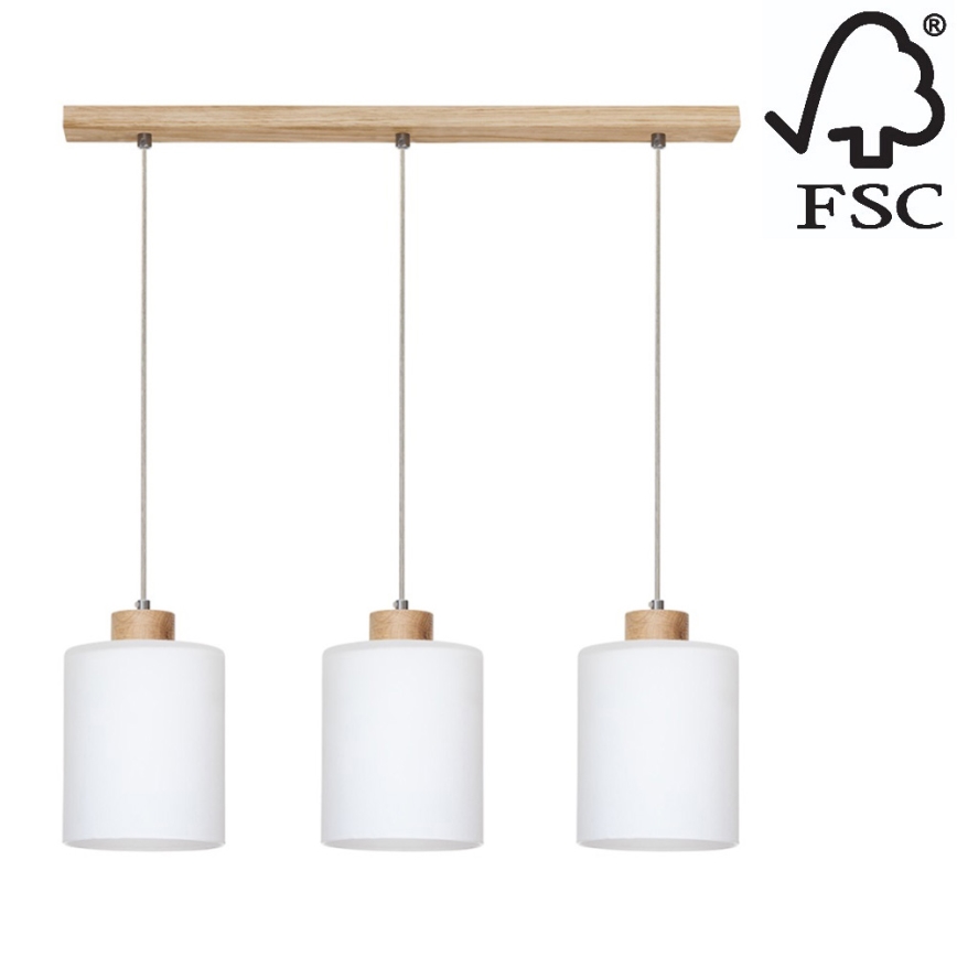 Chandelier on a string ZEFIR 3xE27/60W/230V oak - FSC certified