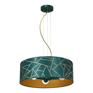 Chandelier on a string ZIGGY 3xE27/60W/230V green/gold