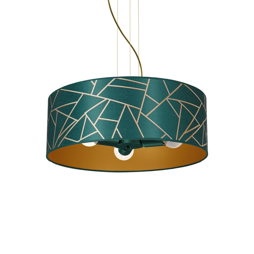 Chandelier on a string ZIGGY 3xE27/60W/230V green/gold