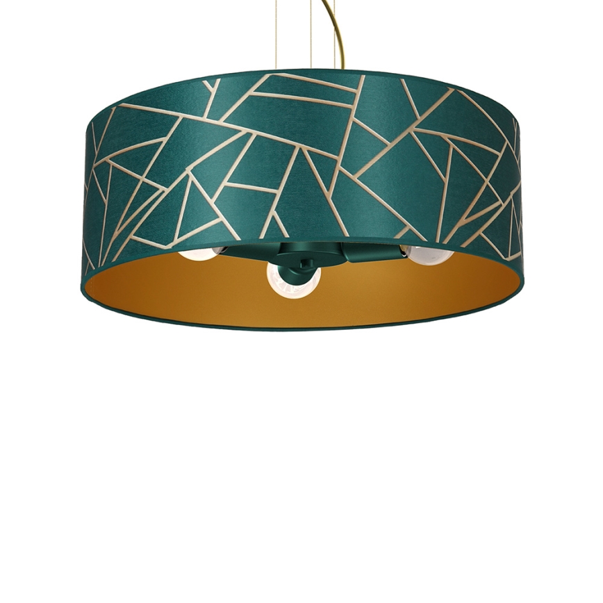 Chandelier on a string ZIGGY 3xE27/60W/230V green/gold