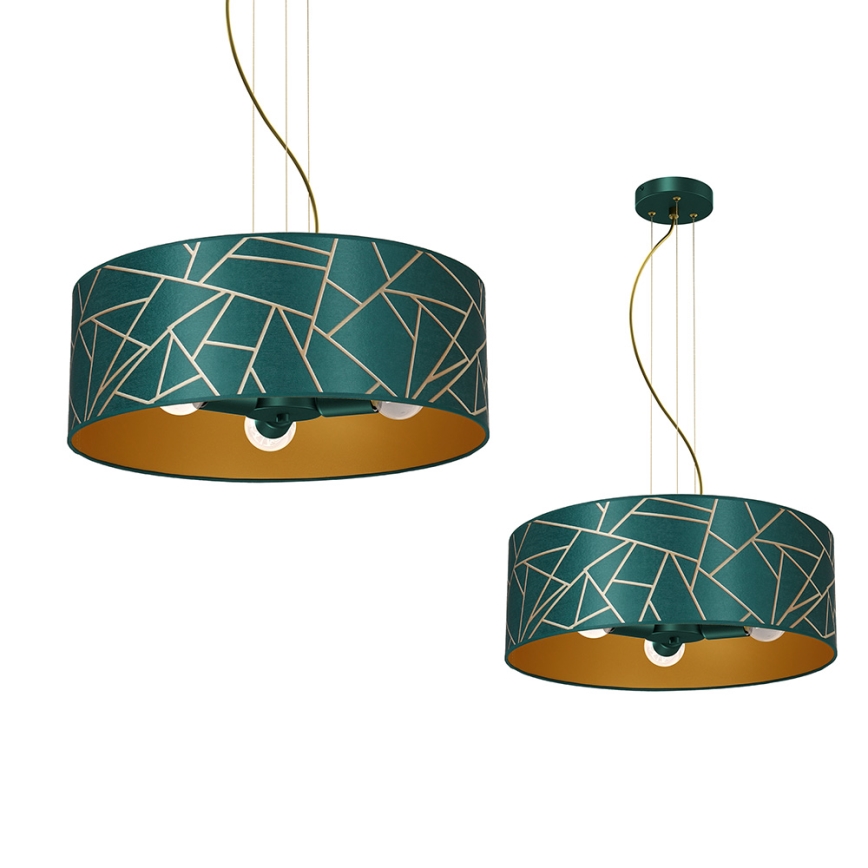 Chandelier on a string ZIGGY 3xE27/60W/230V green/gold