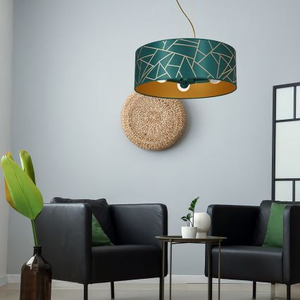 Chandelier on a string ZIGGY 3xE27/60W/230V green/gold
