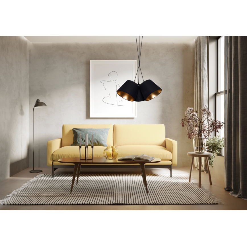Chandelier on a string ZOMA 3xE27/60W/260V black/copper