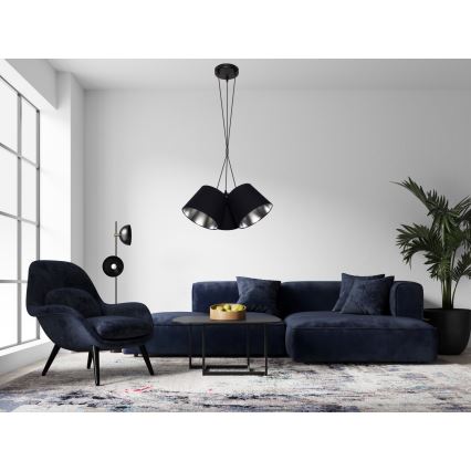 Chandelier on a string ZOMA 3xE27/60W/260V black/shiny chrome