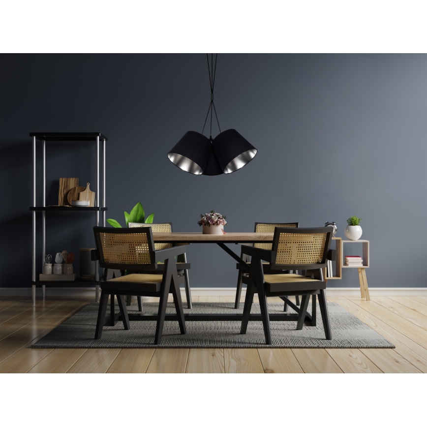 Chandelier on a string ZOMA 3xE27/60W/260V black/shiny chrome