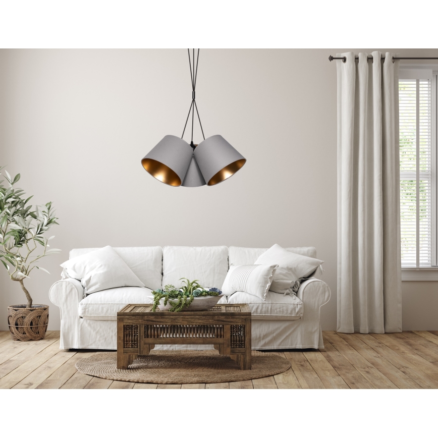 Chandelier on a string ZOMA 3xE27/60W/260V grey/copper