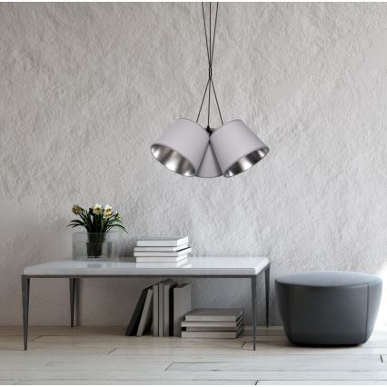 Chandelier on a string ZOMA 3xE27/60W/260V grey/shiny chrome