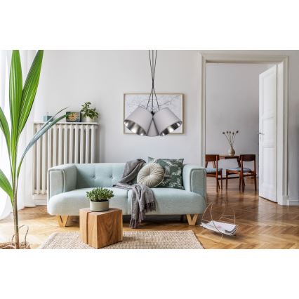 Chandelier on a string ZOMA 3xE27/60W/260V grey/shiny chrome