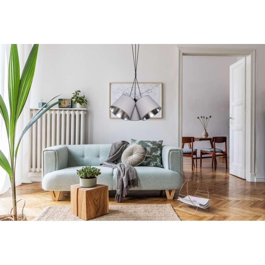 Chandelier on a string ZOMA 3xE27/60W/260V grey/shiny chrome