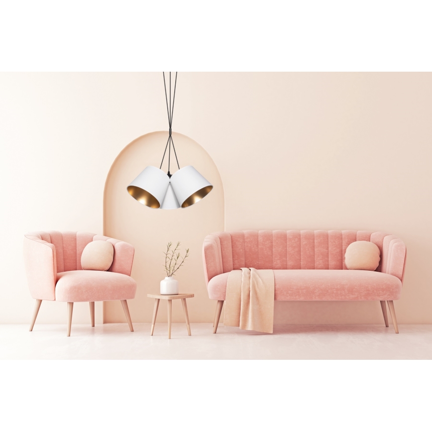 Chandelier on a string ZOMA 3xE27/60W/260V white/copper