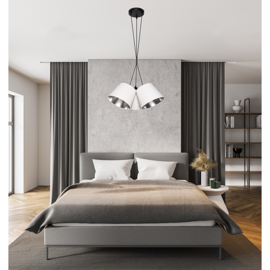 Chandelier on a string ZOMA 3xE27/60W/260V white/shiny chrome