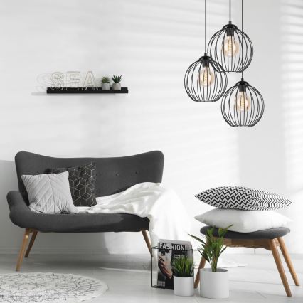 Chandelier on a string ZOYA 3xE27/60W/230V black