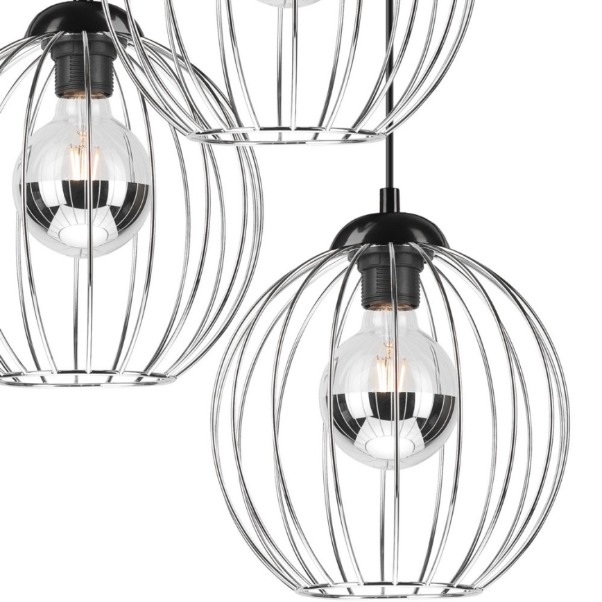 Chandelier on a string ZOYA 3xE27/60W/230V shiny chrome