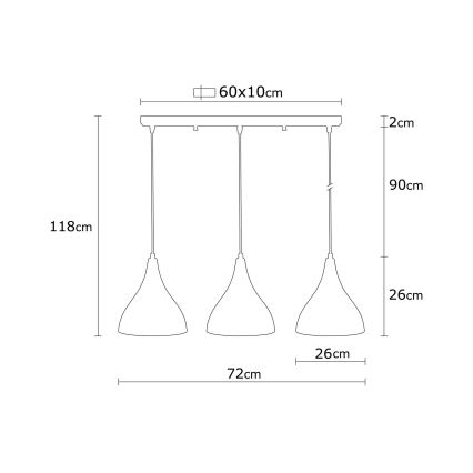 Chandelier on string BERCESTE 3xE27/40W/230V