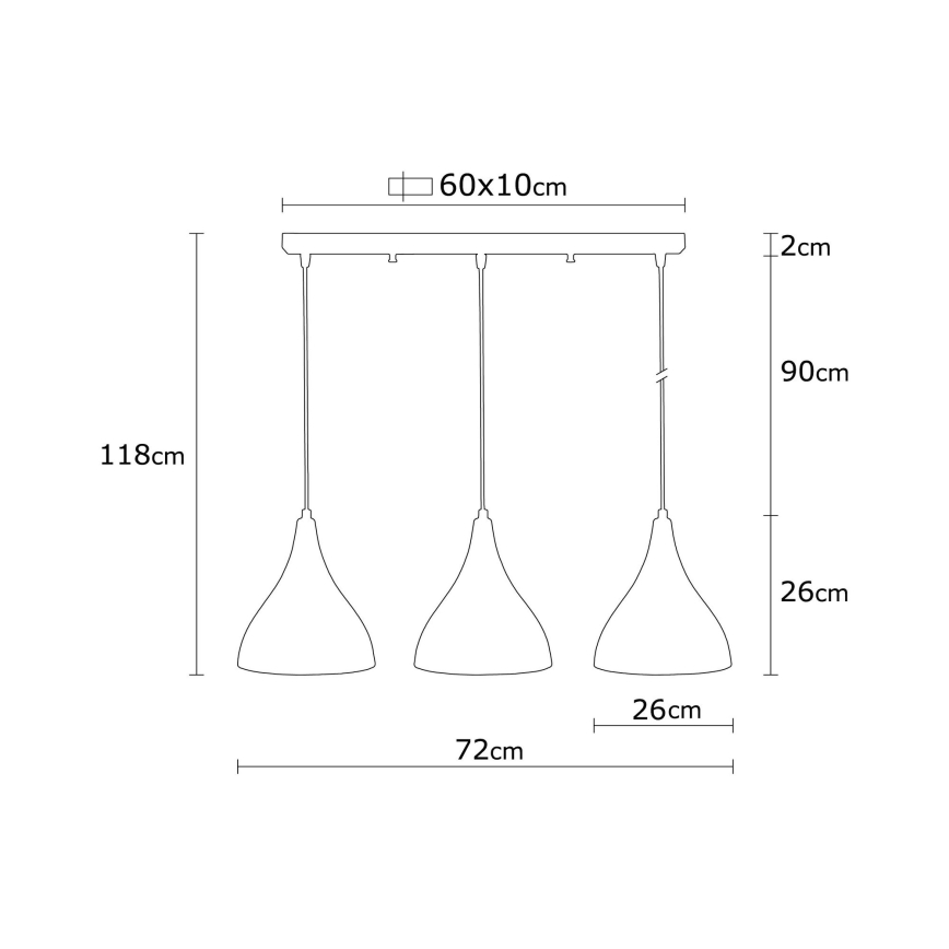 Chandelier on string BERCESTE 3xE27/40W/230V
