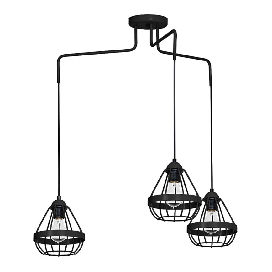Chandelier RING 3xE27/60W/230V spider black