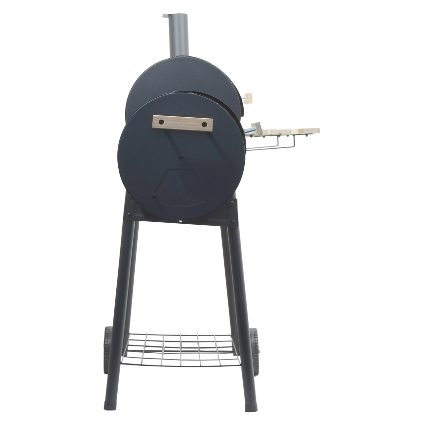 Charcoal grill with smoke house black/wood