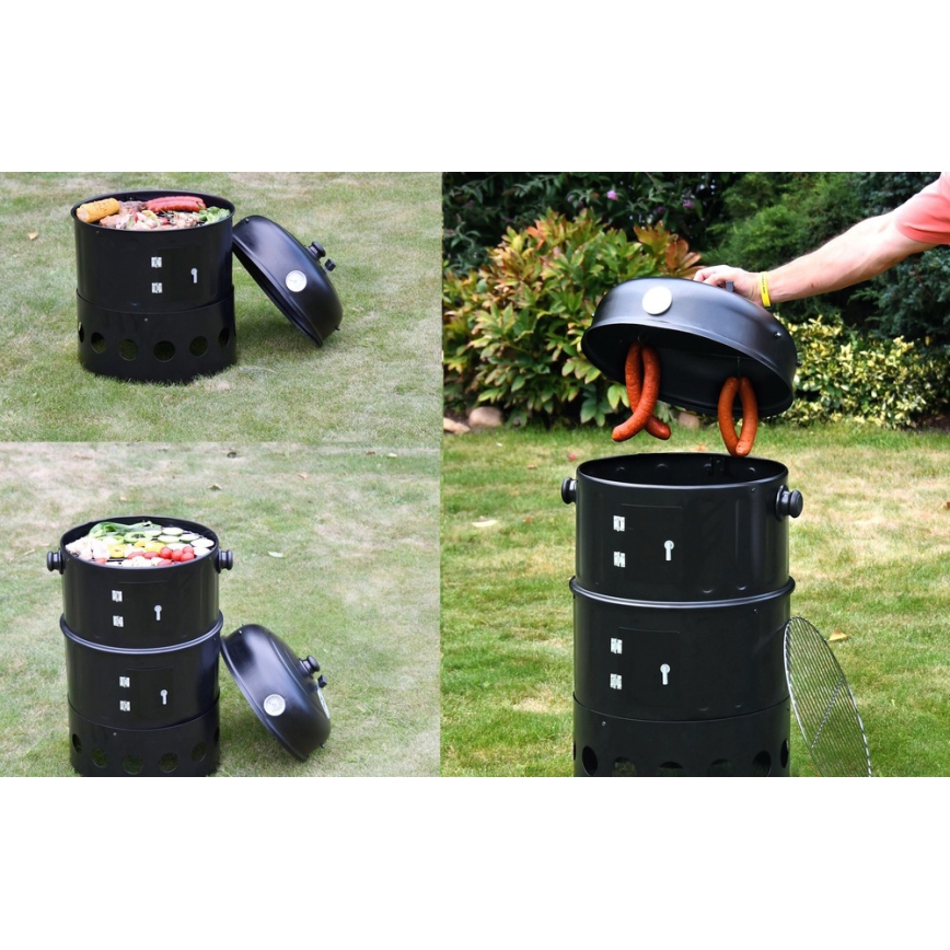 Charcoal smoke house 3in1 black