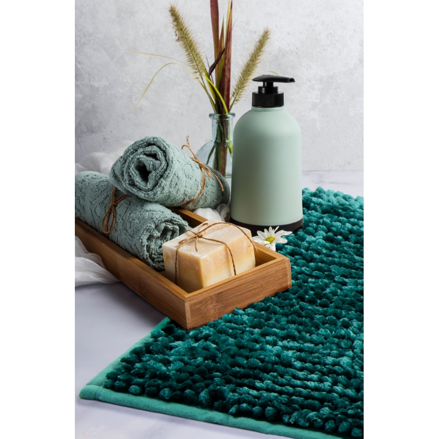CHENILLE Non-Slip Bath Mat 50 x 80 cm, Turquoise