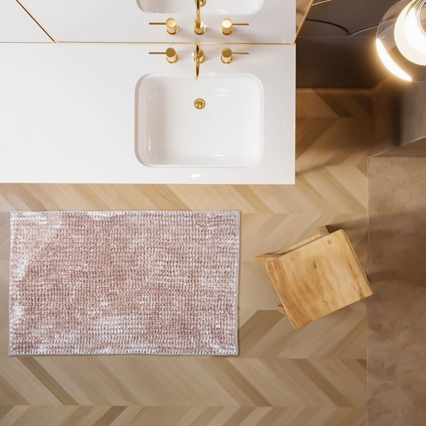 CHENILLE Non-slip Bath Mat 50x80 cm Beige