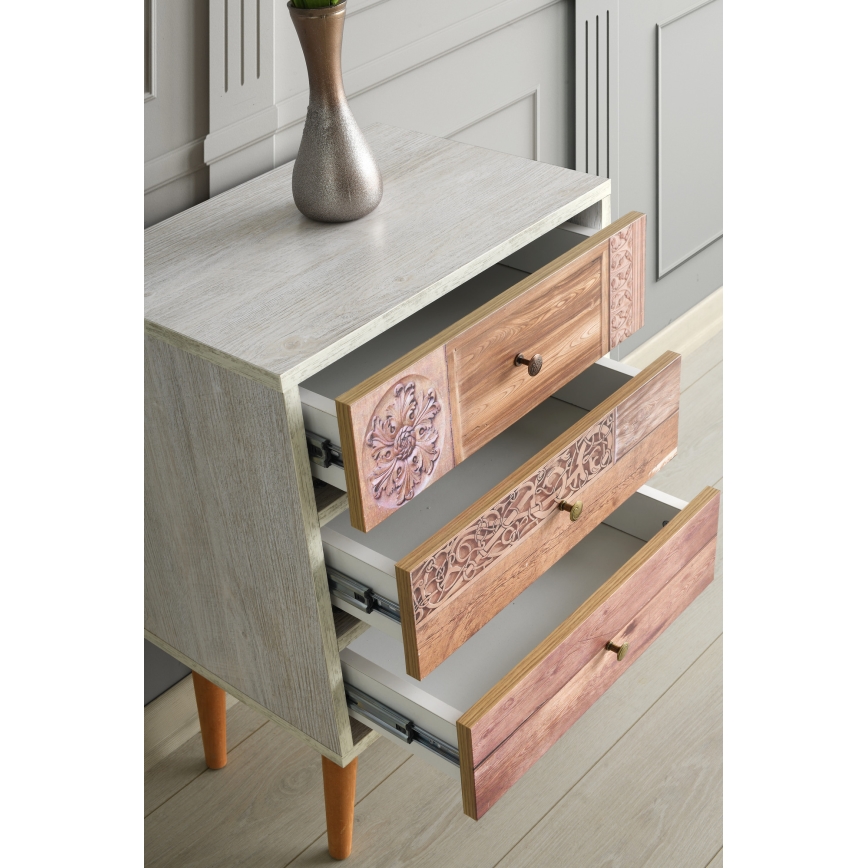 Chest of drawers LIZA 68x50 white/brown