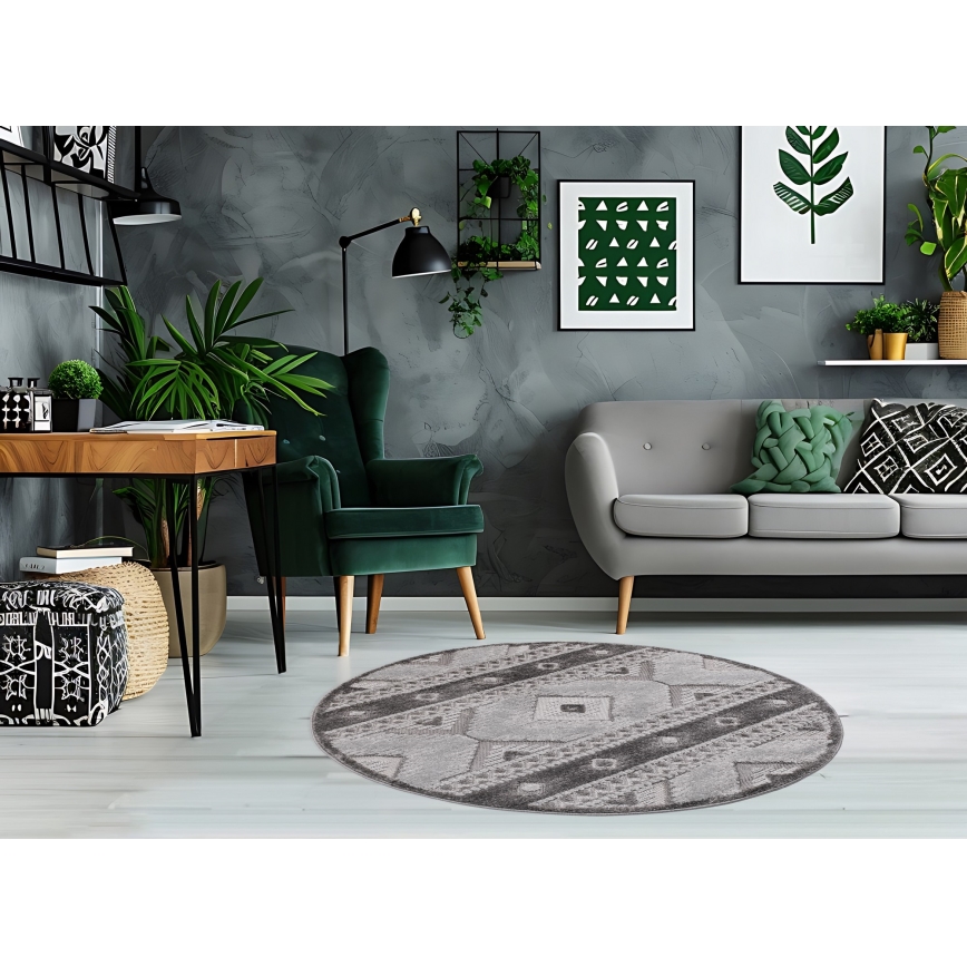 CHIARA Round Outdoor Rug, 120 cm, Grey
