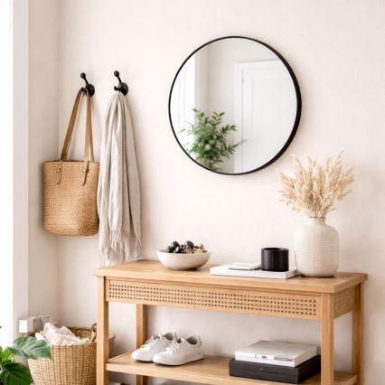 CHICAGO Wall Mirror, Ø 40 cm, Black