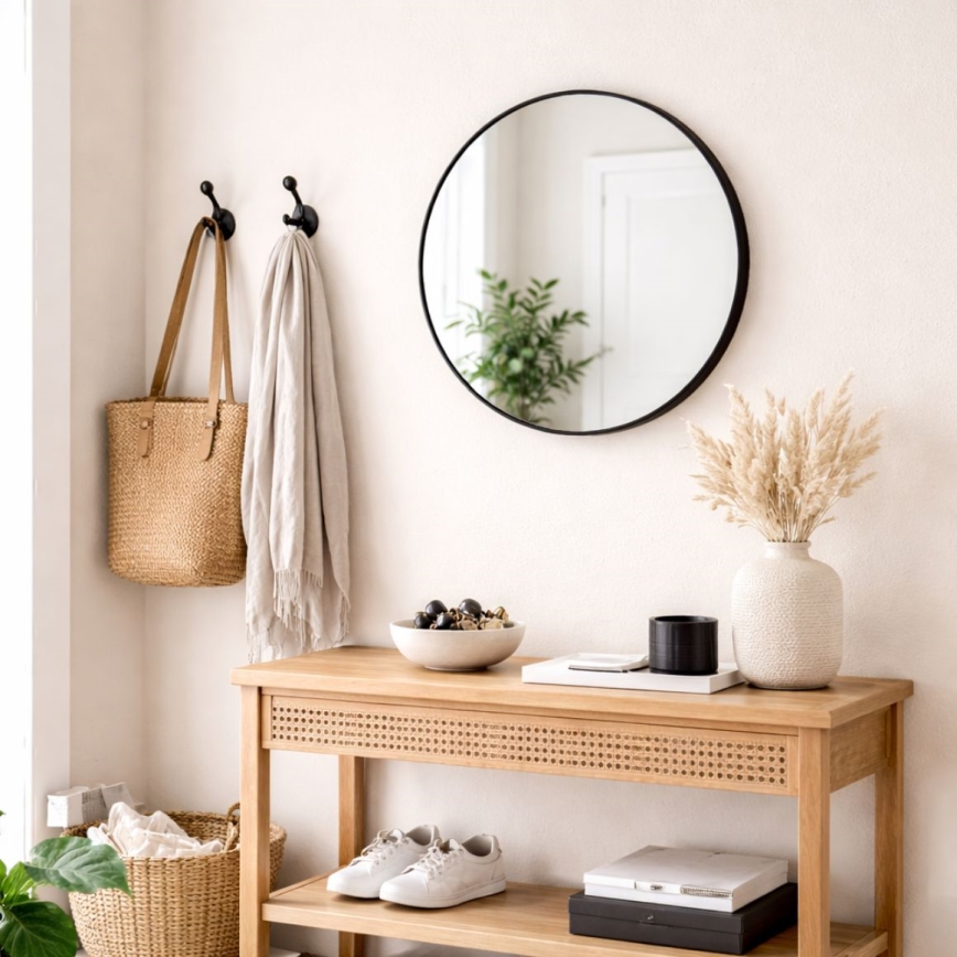 CHICAGO Wall Mirror, Ø 40 cm, Black