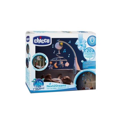 Chicco - Crib mobile with melody 3in1 NEXT2DREAMS 3xAA blue