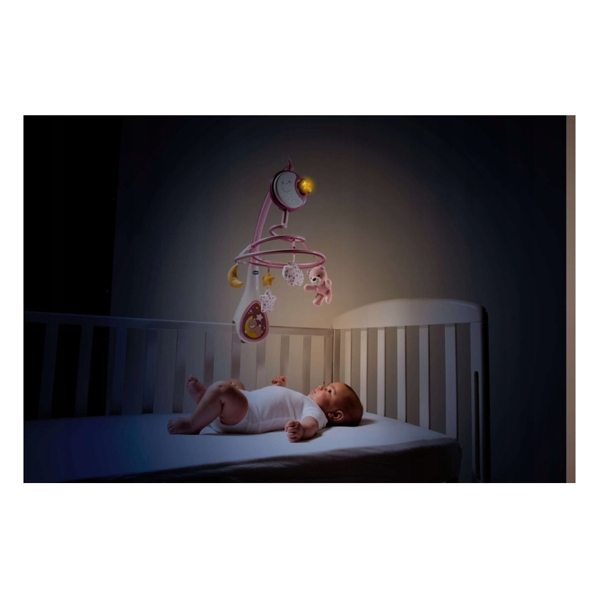 Chicco - Crib mobile with melody 3in1 NEXT2DREAMS 3xAA pink