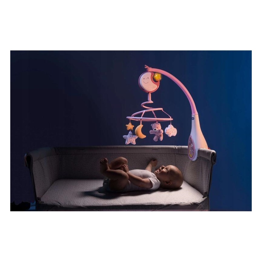 Chicco - Crib mobile with melody 3in1 NEXT2DREAMS 3xAA pink