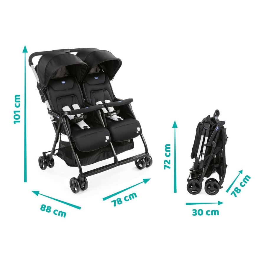 Chicco - Stroller for twins OHLALA TWIN Black Night black