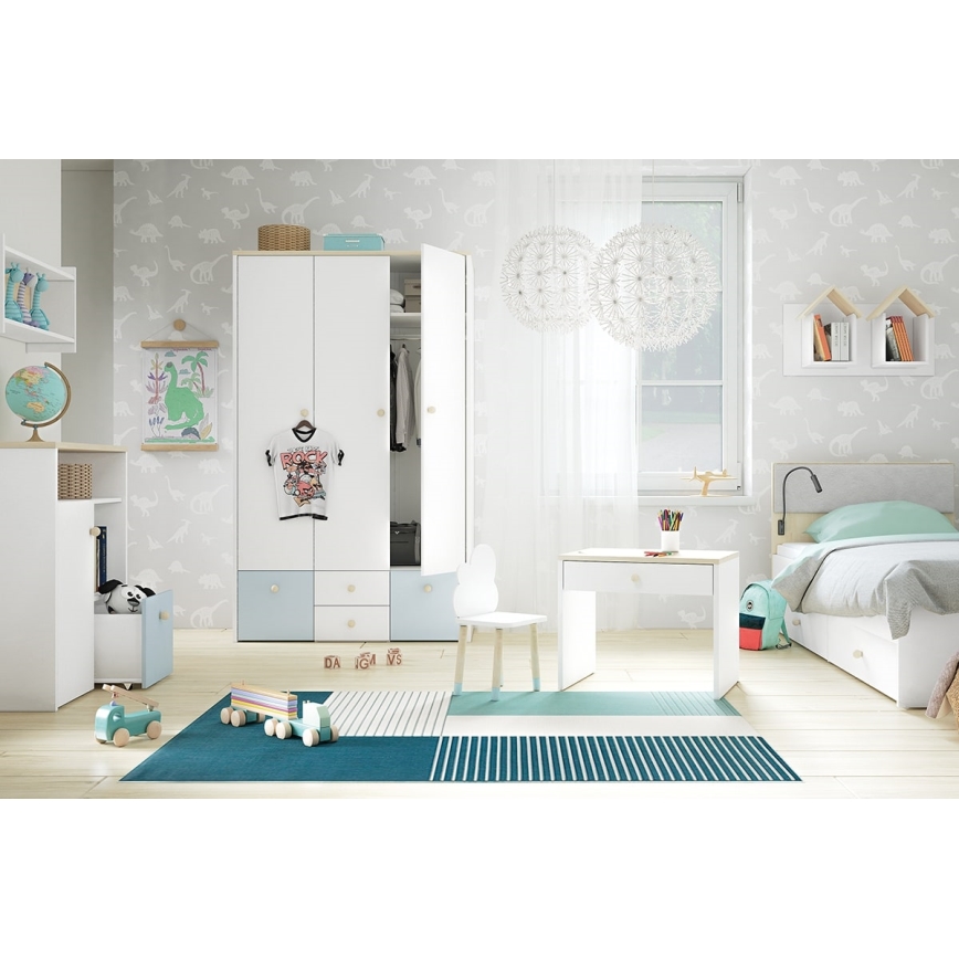 Chidren's wall shelf BUBO 35x72 cm white/light oak