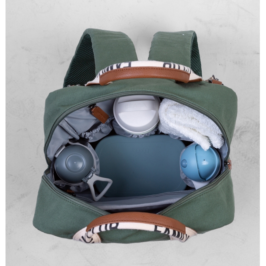 Childhome - Changing backpack FAMILY CLUB green