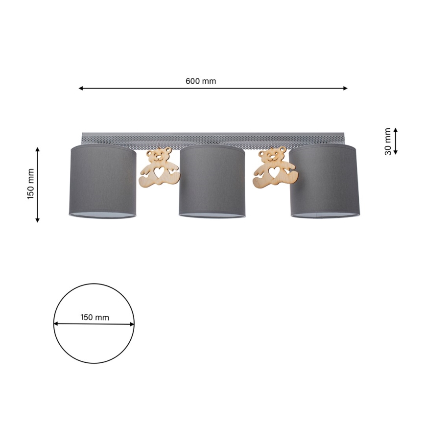 Children ceiling light BEAR 3xE27/60W/230V