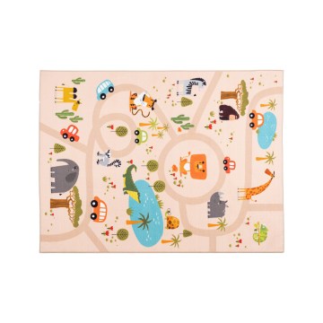 Children's anti-slip rug ARES STREETS 80 x 150 cm beige/safari