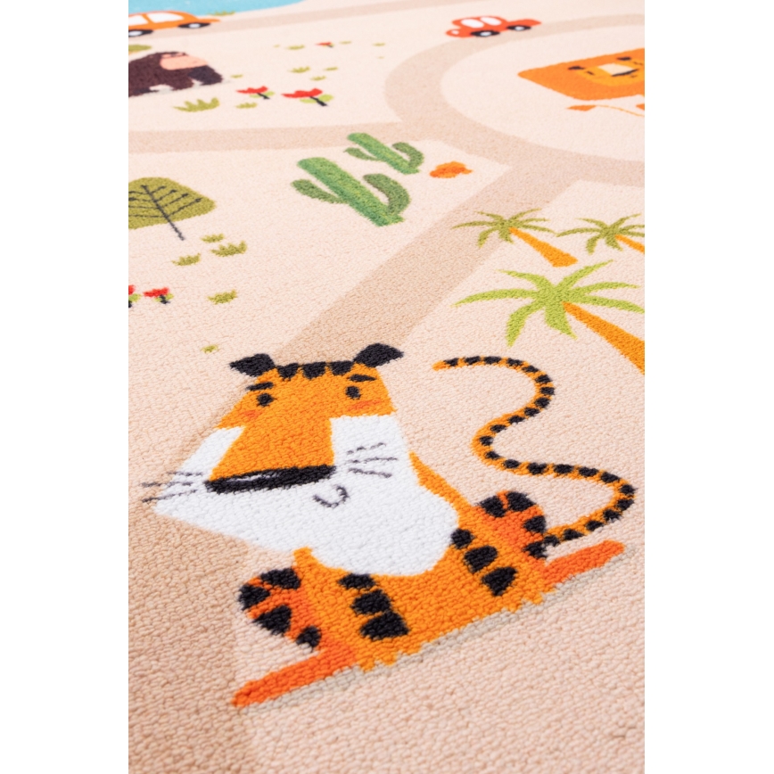 Children's anti-slip rug ARES STREETS 80 x 150 cm beige/safari