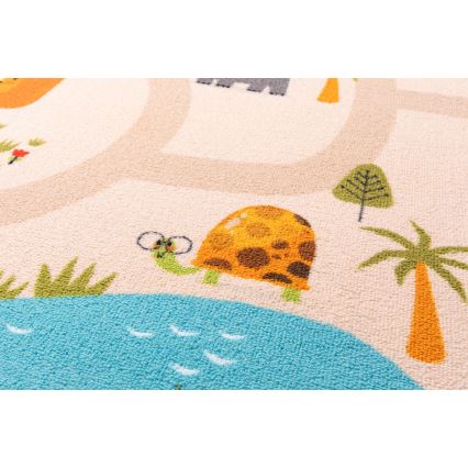 Children's anti-slip rug ARES STREETS 80 x 150 cm beige/safari
