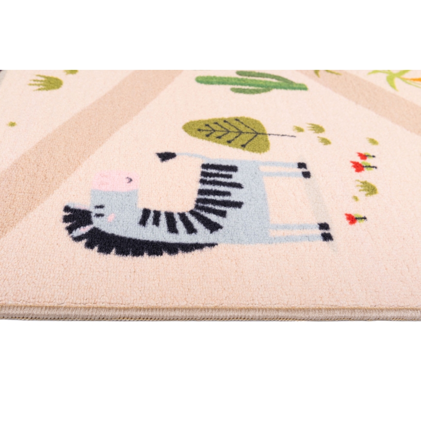 Children's anti-slip rug ARES STREETS 80 x 150 cm beige/safari