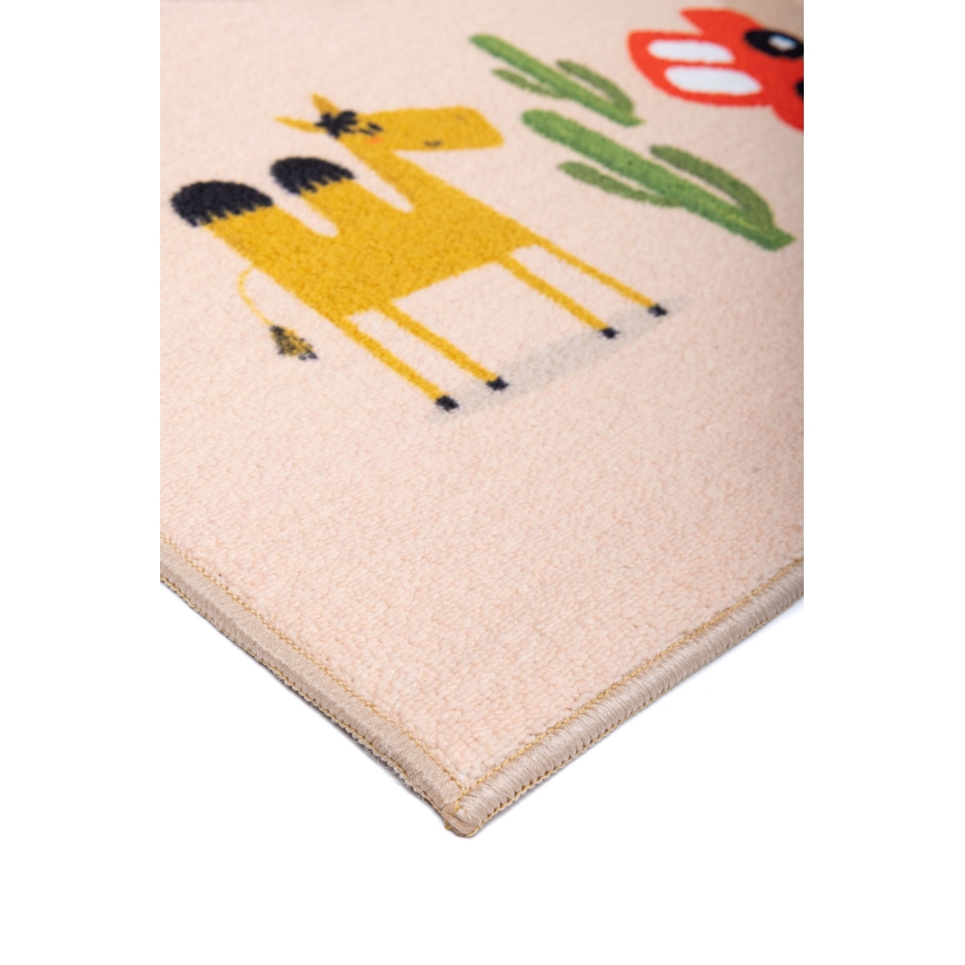 Children's anti-slip rug ARES STREETS 80 x 150 cm beige/safari