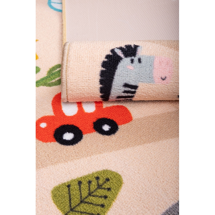 Children's anti-slip rug ARES STREETS 80 x 150 cm beige/safari