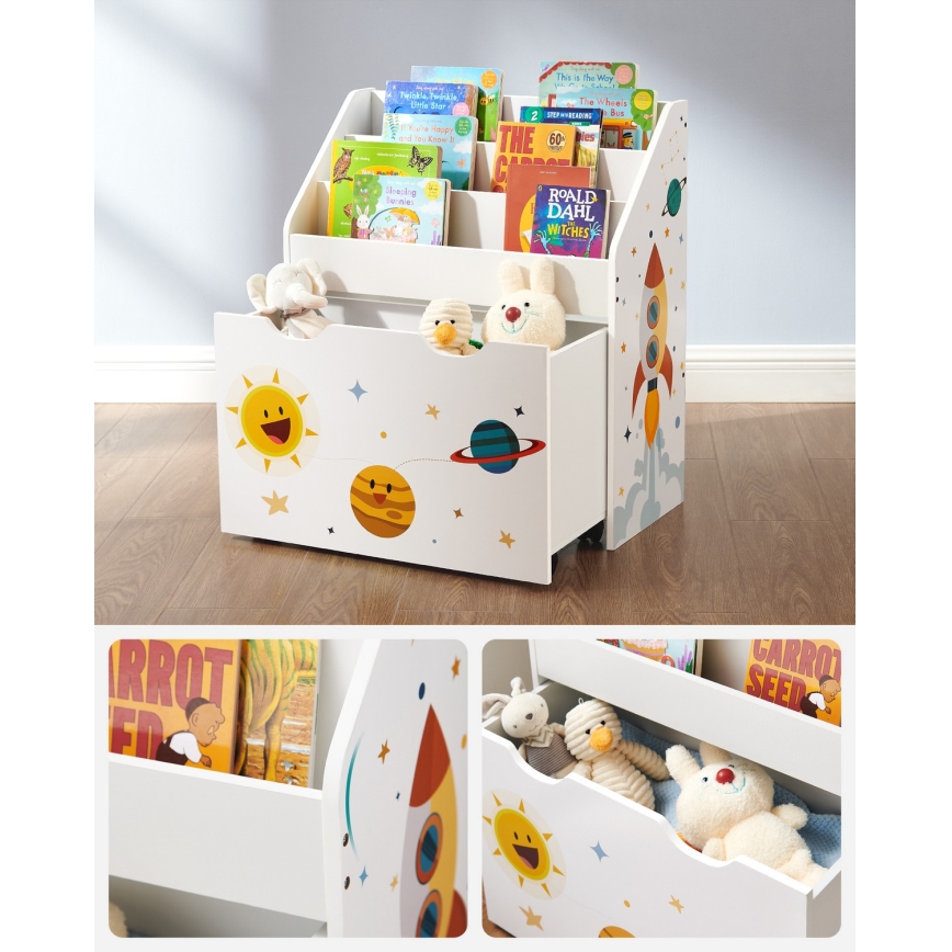 Children's bookcase with drawer ANET white